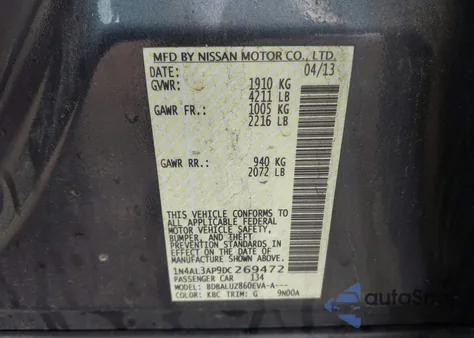 2013 Nissan Altima 2.5 Sv z USA, uszkodzony, nr VIN 1N4AL3AP9DC269472